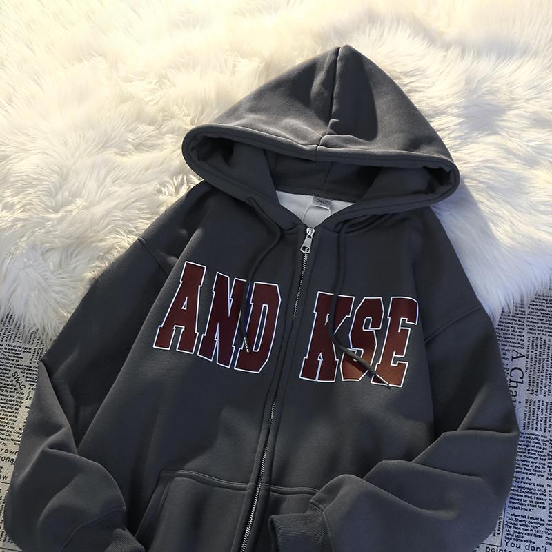 Hoodie Jacket Oversize For Wanita dan Pria Keren SIMPLE Logo ANDKSE (2XL XL L M S)Zip Jaket Suiter Jumbo Bigsize Harajuku Urban Korean Style Biru tua Suwiter Distro Hoody