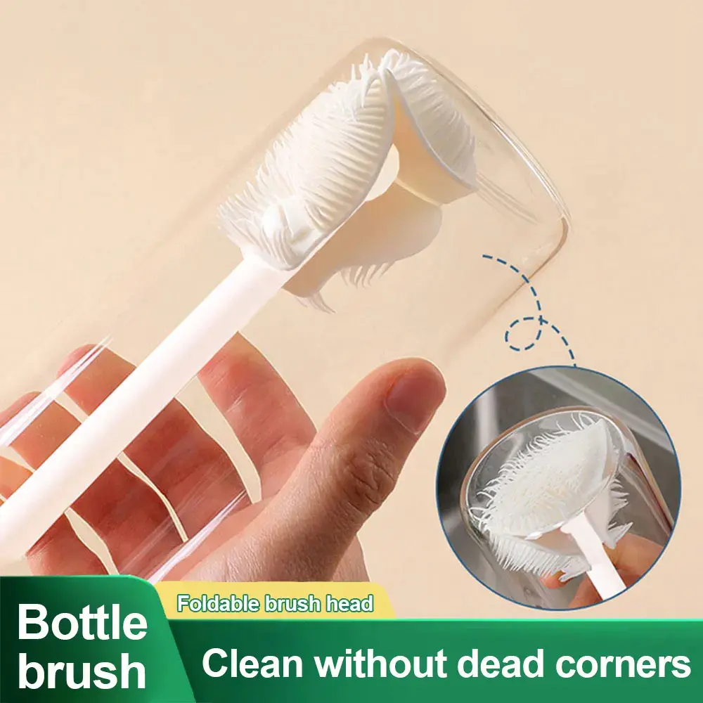GONQIN Silicone Cup Brush Milk Bottle Cleaning Brush Long Handle Water Bottles Cleaner Glass Cup Cleaning Brush Kitchen Cleaning Tools