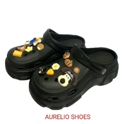 [AURELIO] - Sandal Lebaran 2024 Model baru Jibbitz Dog Variasi Donat Tinggi 7 Cm Karet limitless sandal Wanita 7