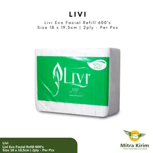 Livi Eco Facial Refill 600's / Tisu Wajah Livi Halus & Lembut Refill 600's / 554gr - Per Pcs