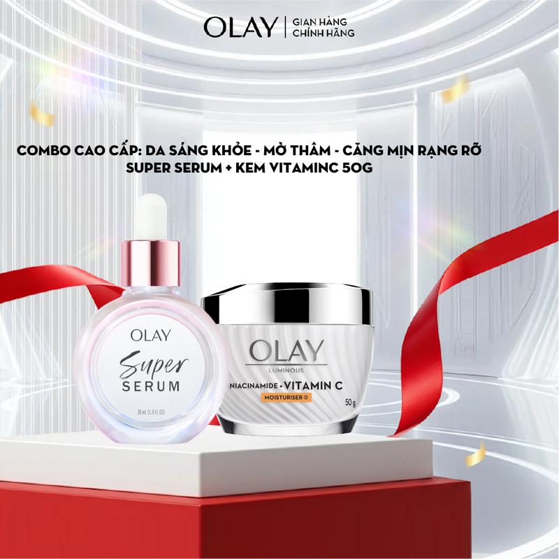 Combo 2: Super Serum 5IN1 + Kem Dưỡng OLAY Luminous Niacinamide & Vitamin C (50G + 30ML)