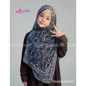 Almerra Pashmina Anak Perempuan Muslim Sublime Printing Motif Sakura/Paisley Cashmire Bahan Ceruty Premium Babydoll 150 cm x 55 cm