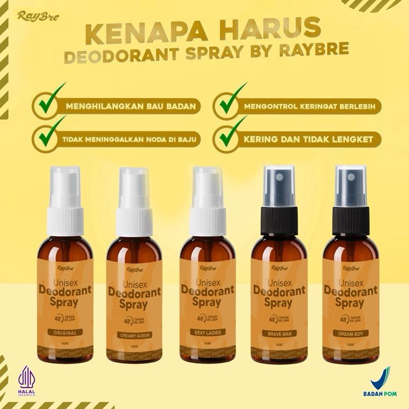 Deodorant spray tawas Raybre termurah terampuh mengatasi ketiak bau basah dapat satu botol 60ml