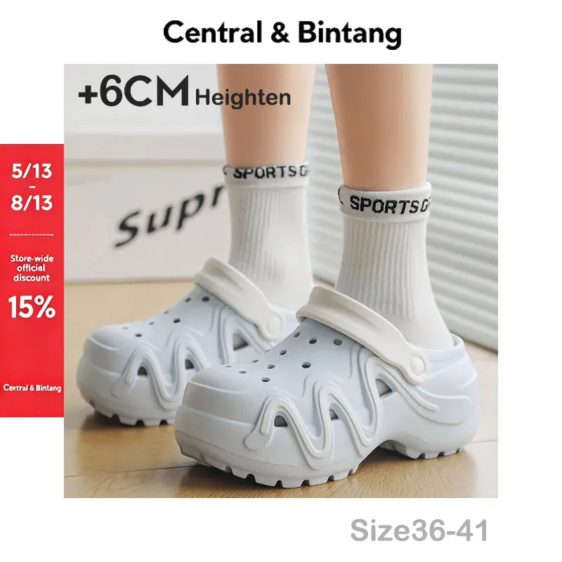 Central & Bintang 2026 CRUSH CLOG Sandal Wantia Wedges Baim Selop Import Nyaman Kodok Size 36-41 Jelly Karet Wanita