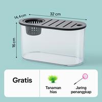 Gambar 【Gajian Sale】Akuarium Ikan Tangki Ikan Mini dengan bahan kaca super bening melengkung pet  house  cats pet  drying  box aquarium cupang sekat kolam koi natural besar - hitam dari PaPaPet.id Kab. Tangerang 5 Tokopedia