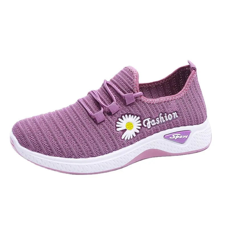 SepatuShoe , SEPATU SNEAKERS WANITA kembang bunga daisy flower menu01 SW03 Hitam Karet Merah Casual