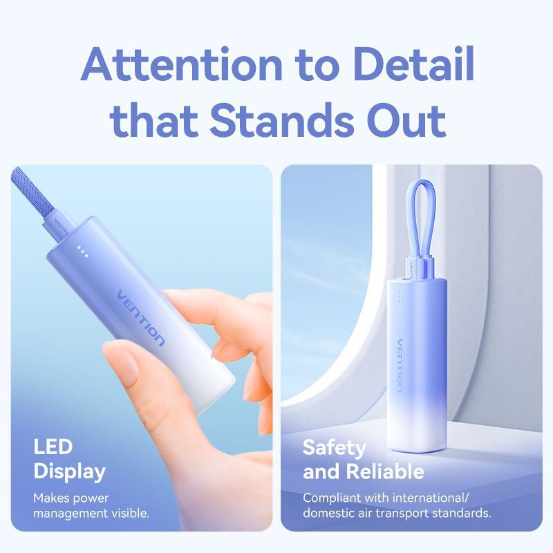 Sạc Dự Phòng, 5000mAh, USB-C + Light Ning, 20W, Màu Xám / Xanh Dương / Hồng / Vàng, Đèn Báo, Hiển Thị Loại 5