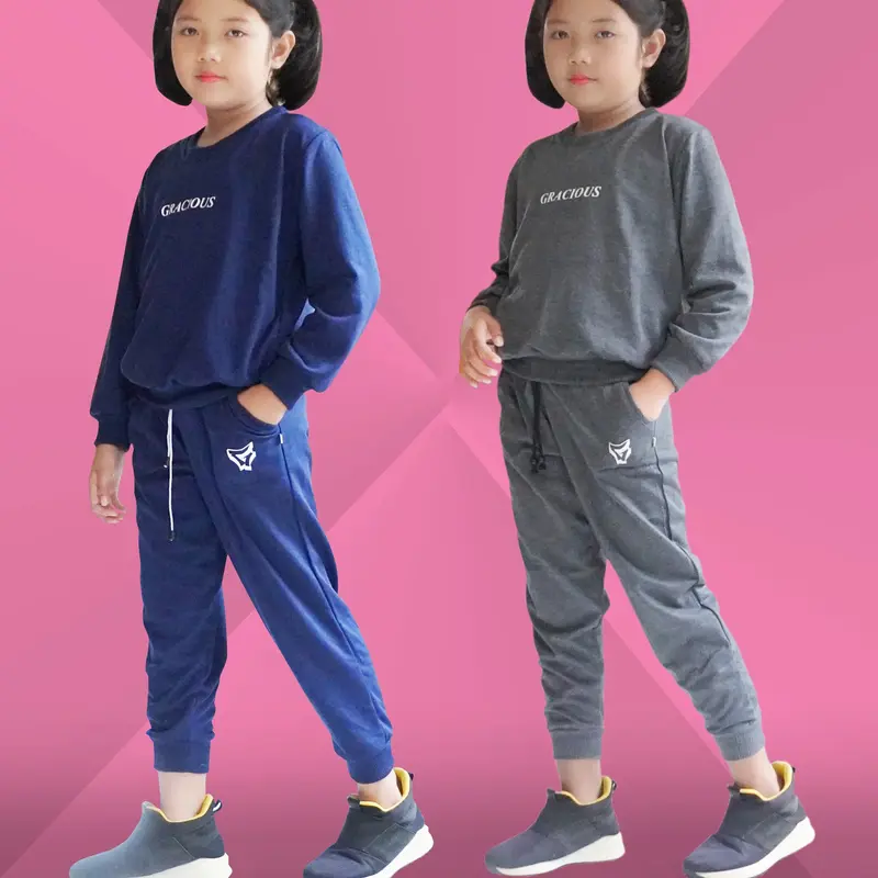BAJU ANAK SETELAN SWEATER TRENING TRAINING JOGGER OLAHRAGA LAKILAKI/PEREMPUAN 2-10 thn Joger Celana Outdoor Hitam Parsel 0