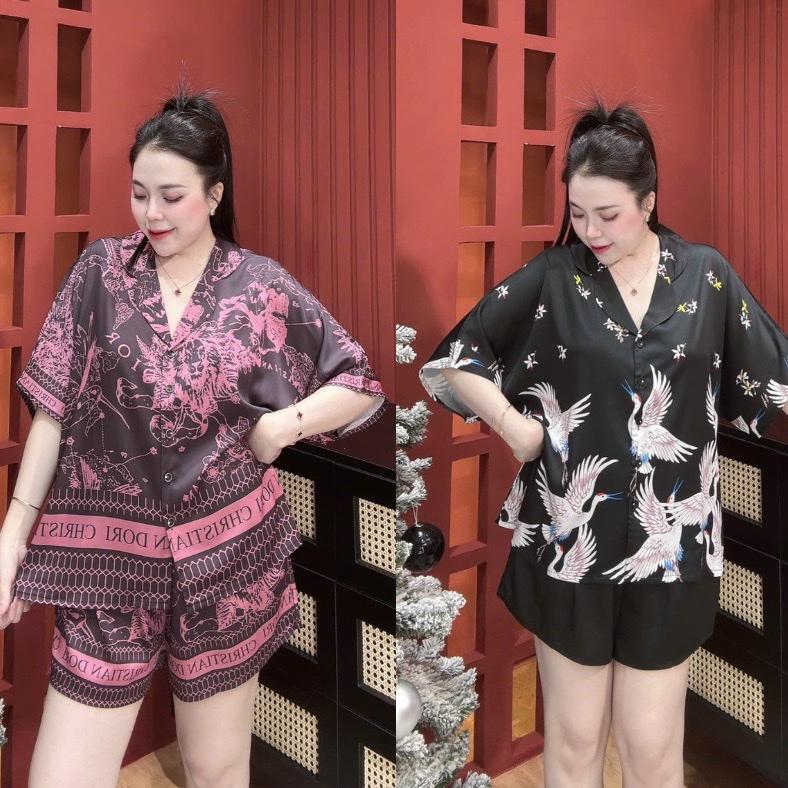 Đồ bộ đùi cánh dơi chất liệu lụa latin áo form rộng in hoạ tiết 5D trẻ trung có 2 size cho nữ từ 50-80kg