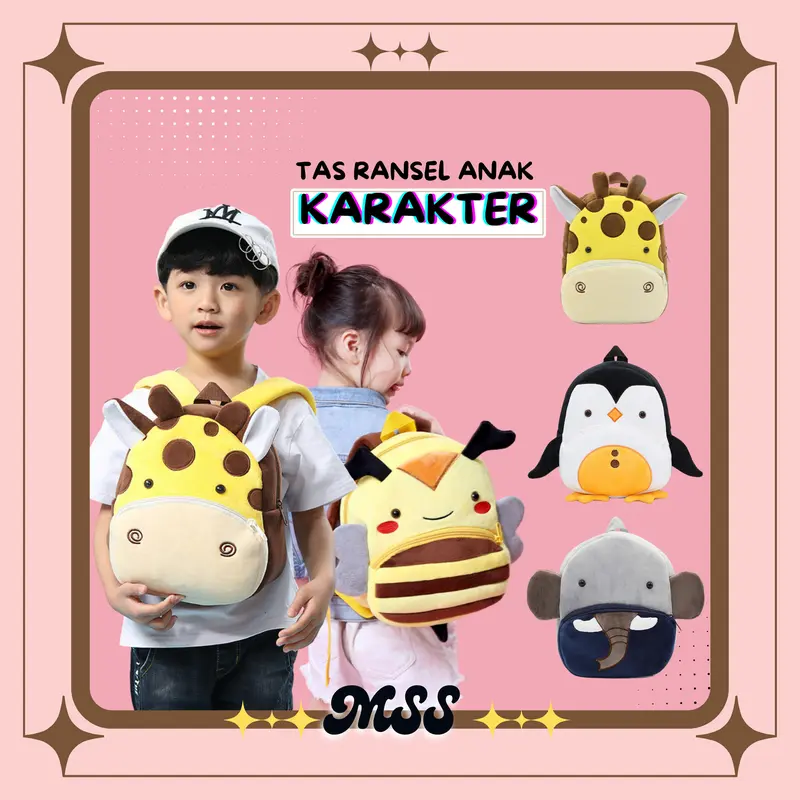 MSS (COD) Tas Ransel Anak Karakter Hewan Anak Bayi Tas Punggung Fashion Tas Ransel Anak sekolah TK SD Karakter Bag Backpack Mini Motif Cartoon Cute cod Murah Fashion 0