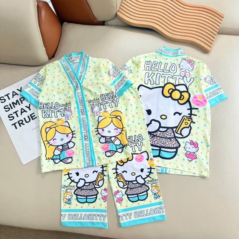   10kg tới 45kg Bộ tay ngắn quần dài cho bé gái mặc đi học mặc ngủ mặc đi chơi thun lạnh chất mềm mịn,mặc mát đi chơi đi học xinh xắn Polyester Top Cotton Nữ Women áo  ngủ đồ  tết 