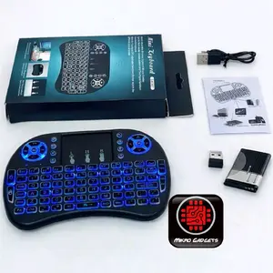 Mini Keyboard Wireless i8 RGB Backlight dengan Baterai Lithium - Komputer - Computer Mouse Pc Tablet stb, 2.4GHz, TouchPad, 92 Tombol, 10m Operasi Jarak, Anti-Ghosting, USB Charger, Cocok untuk PC, Pad, Android TV Box, TV Box Google