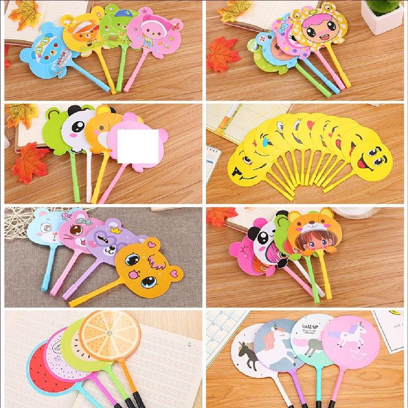 (100pcs/50pcs/10pcs) Fan Pen 2 in 1 Pen Kipas Kids writing stationery Animal Ball point pen Student gift Cute kawaii Design cartoon kids 1