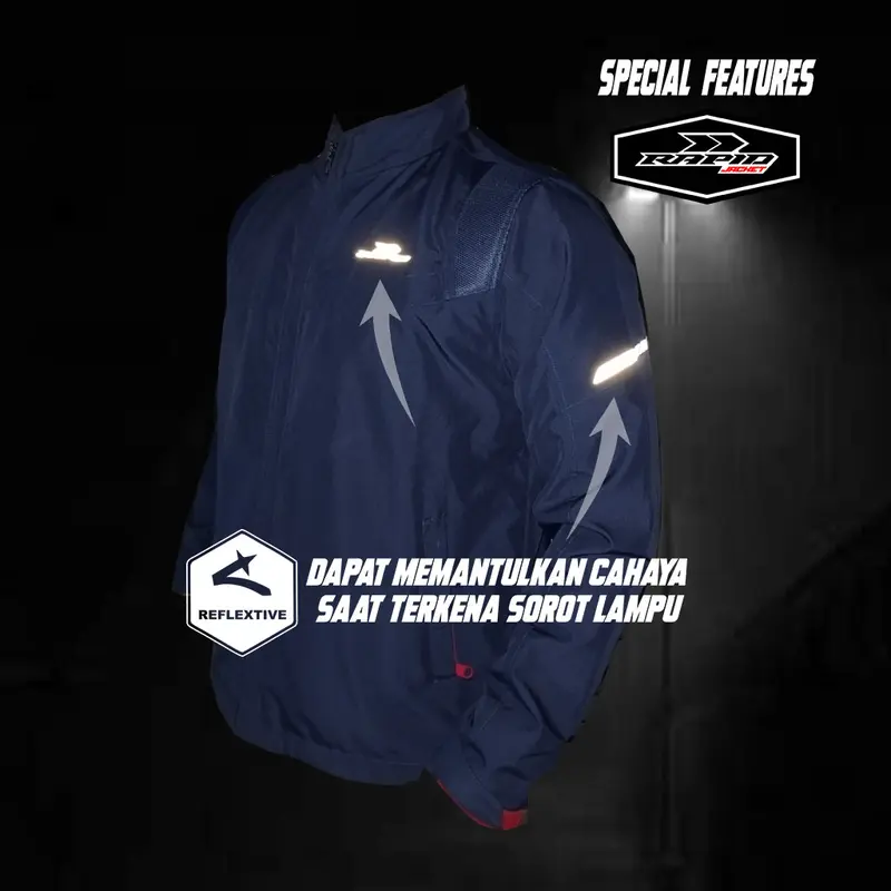 Jaket motor riding RAPID SKYLINE pria parasit premium jacket reflektif 3