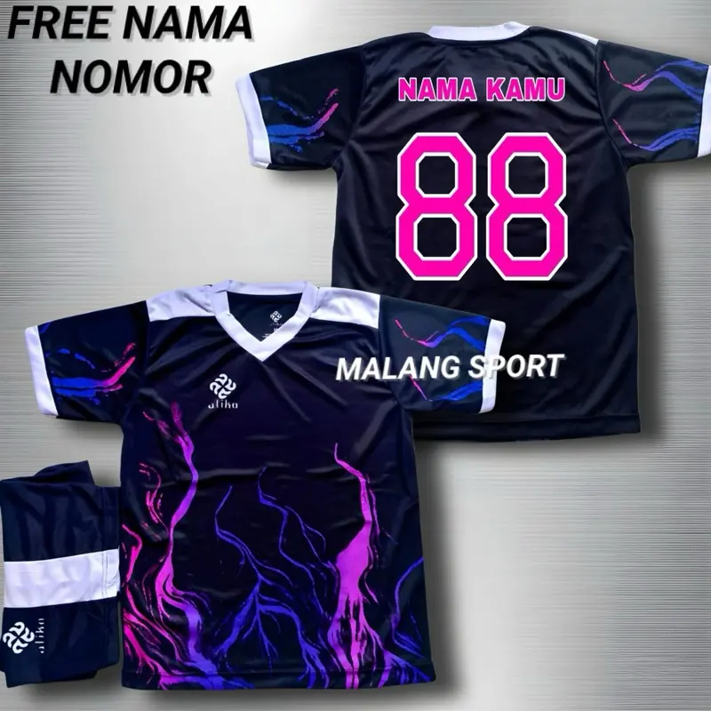 Gratis sablon nama nomor stelan jersy bola anak bola futsal SSB dan voly satu seet putra putri termurah
