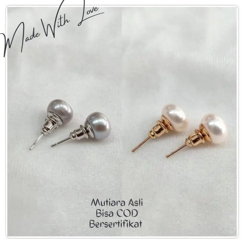 Giwang Stud Anting tusuk mutiara asli lombok Anting Pentul Mutiara Air Tawar