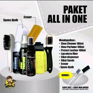 Joey Starter Kit Pembersih Sepatu Premium Lengkap Shoe Cleaner - Cairan Sabun Cuci Terlaris -Semua Jenis Bahan Sepatu 100ml Free Magic Sponge dan Mini Brush