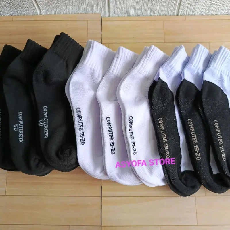ISI 6 PASANG KAOS KAKI PUTIH TELAPAK HITAM POLOS UKURAN ANAK SD/KAOS KAKI PENDEK COWOK DAN CEWEK UNTUK ANAK SD/KAOS KAKI ANAK SD UKURAN DI ATAS MATA KAKI Fashion 4
