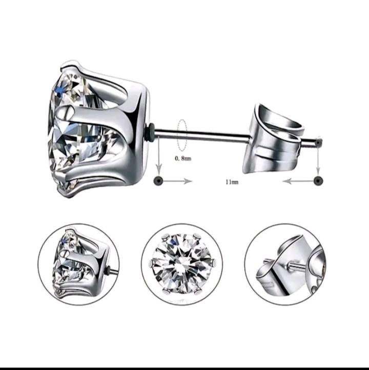 (1Pasang ) Anting Titanium Permata Pria Dan Wanita Anti Karat //Anting stud//Tindik Permata 3
