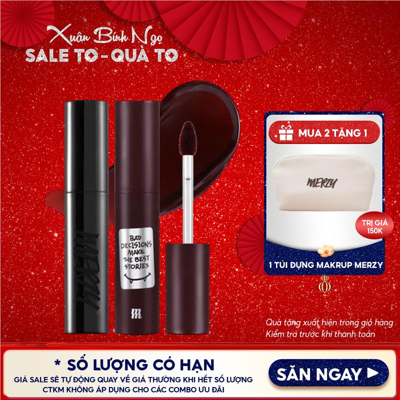 M13 GLAM VỎ BẠC Son Kem Lì Trang Điểm Merzy Noir In The Mellow Tint Cosmetic Mỹ Phẩm Women