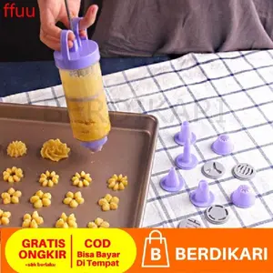 Alat Hias Kue Cetakan Kue Kering Biskuit Krim Motif Bunga Cake Decoration Set 19 in 1