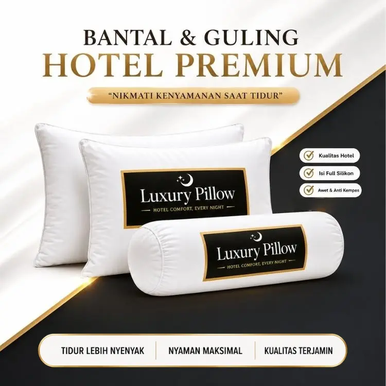 PAKET HEMAT 2 BANTAL 1 GULING Hotel Premium Isi Silikon Grade A Kain Microtex Tebal Empuk Anti Kempes Lembut Nyaman Tidur