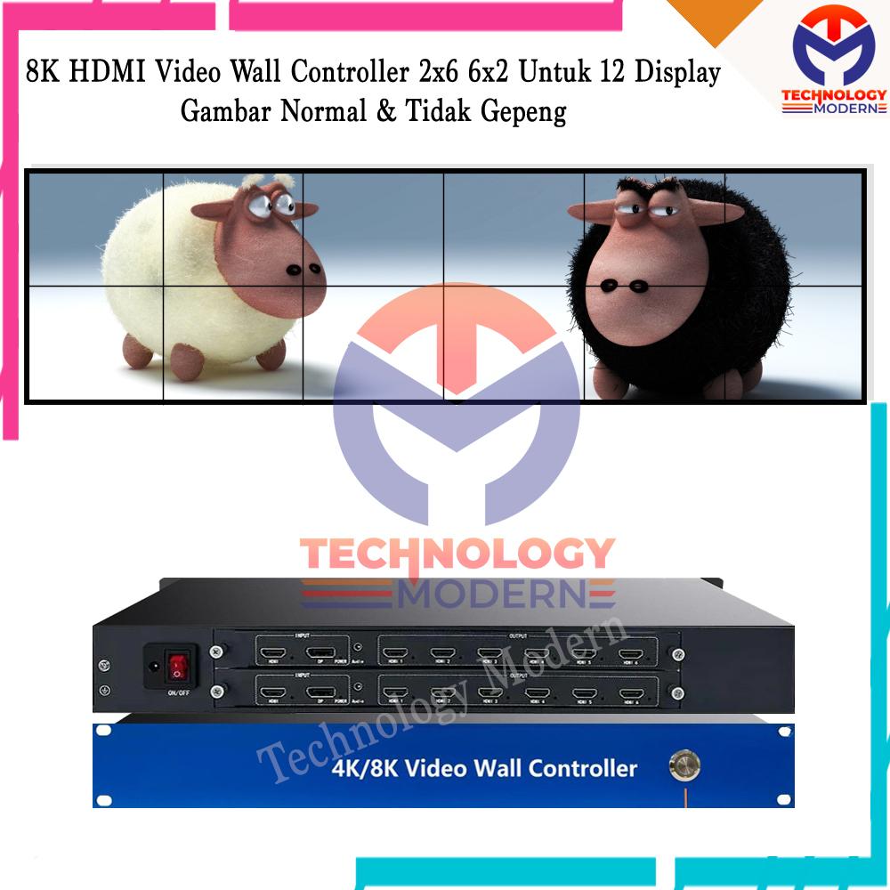 8K HDMI Video Wall Controller 2x6 6x2 For 12 Monitors (Big Screen) Normal Image & No Stretching With Descrete Graphics