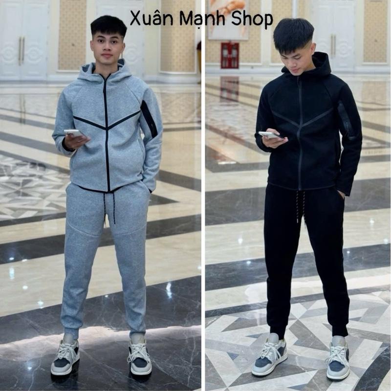 Bộ quần áo mùa đông Teck chất vải nỉ 2 da màu[ đen+xám ] fomm Q.C đẹp Mewsear