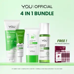 [FREE GIFT] YOU Acne Bundle Acneplus Toner Spot Care Skin Cream Moisturizer Hy!Amino+ Facial Wash Skincare Perawatan Wajah Satu Set Obat Jerawat Sabun Cuci Muka Pelembab Obat Totol Wajah Berjerawat Berminyak - Acid, Ceramide Memudarkan