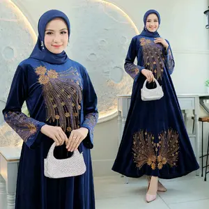 GAMIS ABAYA BLUDRU PREMIUM SERI WARNA BUNGA MEKAR  BORDIR TANAM LANGSUNG MUTE BERLIAN EMAS Mewah Muslim Arab Motif Turki Dress Kombinasi Hitam Cantik Simple Syari Remaja Lembut Dewasa