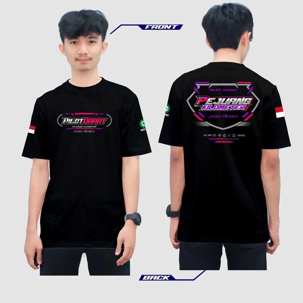 Kaos Pria Model Regular Unisex - Kaos Pilot Darat x Pejuang Kilometer - Katun Combed 24s - Bulat