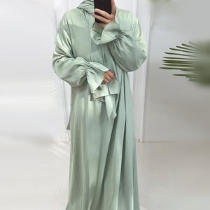Pakaian Muslimah, Warna Pejal, Lengan Sangkakala, Baju Kurung, Untuk Menutup Perut Buncit, LR714