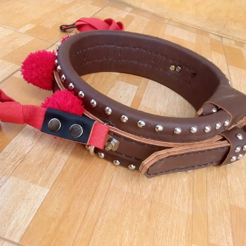 gongseng full kulit sapi aslli warna coklat coffe Kalung Tali 2