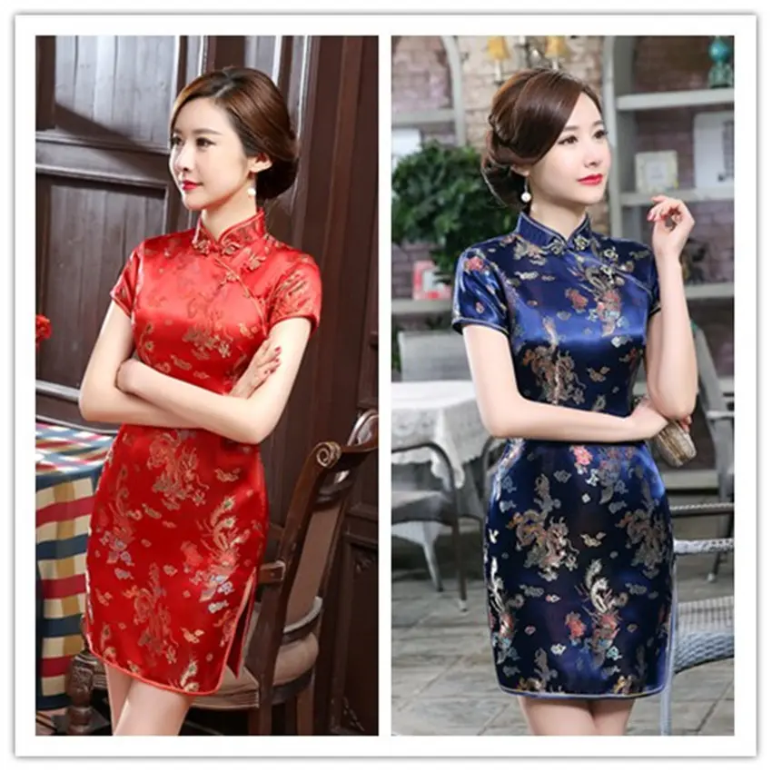 Plus Size Cheongsam Dress Embroidery Qipao for Women Chinese Traditional Dinner Dress