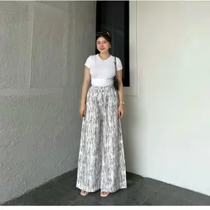Celana kulot - Everyday Pants - Motif Abstrak - Celana Panjang Wanita Baggy Kantor Kuliah - Kulot Pinstripe - Celana Formal Casual