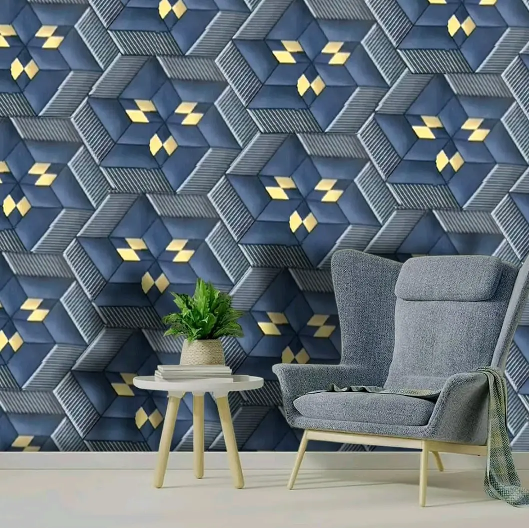 Wallpaper Stiker Dinding Motif Cakra Biru Elegan Premium Keginian Kertas