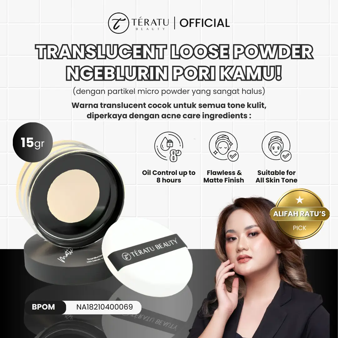[HIGH DEMAND] Teratu Beauty 15 gr Matte Blur Set Translucent Loose Powder with Salicylic Acid, Centella Asiatica, Tea tree