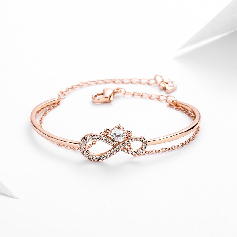 Vòng tay Vô Cực Phiên Bản Tinh Xảo 2 trong 1-Kiềng Tay Titan mạ Vàng Hồng Xinh đẹp sang trọng