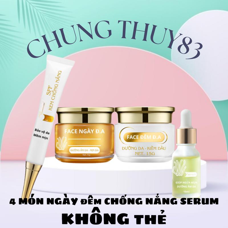 ( KHÔNG THẺ ) COMBO SẢN PHẨM MỚI 4 MÓN 2 KEM  FACE ( NGÀY + ĐÊM ) 1 SERUM 1 CHỐNG NẮNG  Skincare Kem Face Nữ Women Làm đẹp Massage Son Làm Đẹp Da