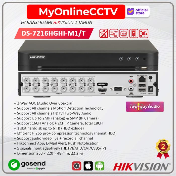 Gambar Hikvision DS-7216HGHI-K1 DVR Kamera CCTV 16 Ch + 2 IP Camera Garansi Resmi - DS-7216HGHI-M1/T Two Way Audio Series - DVR ONLY dari MyOnlineCCTV Kota Administrasi Jakarta Barat Tokopedia