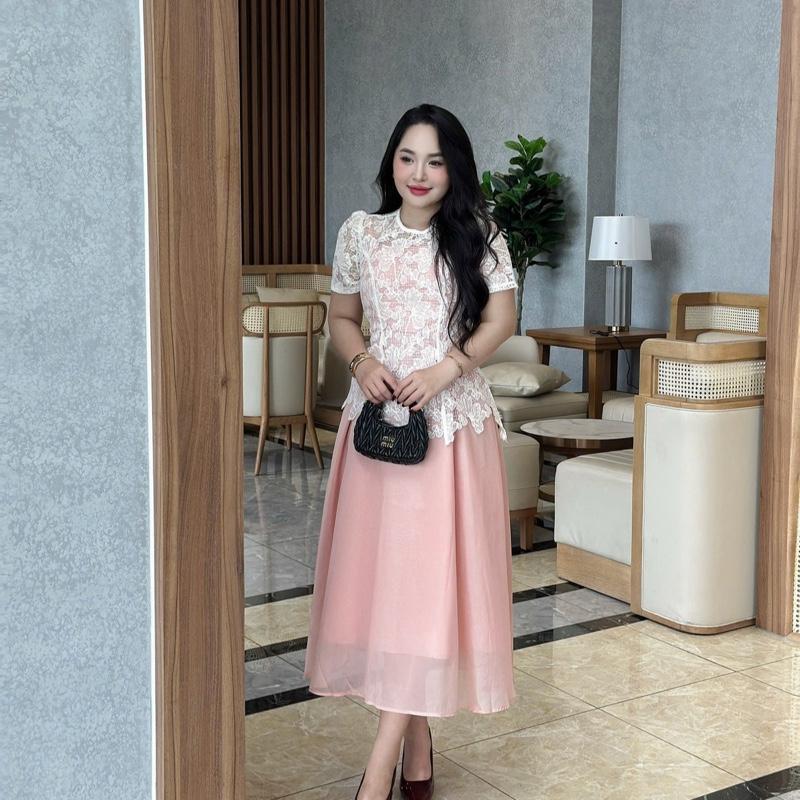 Xu Hướng Yêu Thích Set Đầm Tiệc Bigsize Ren Hoa Nổi Bigsize 60 đến 90ký Chất Vải Ren Hoa Phối Voan Dáng Dài Màu Kem Để Đi Tiệc Hoặc Đi Chơi