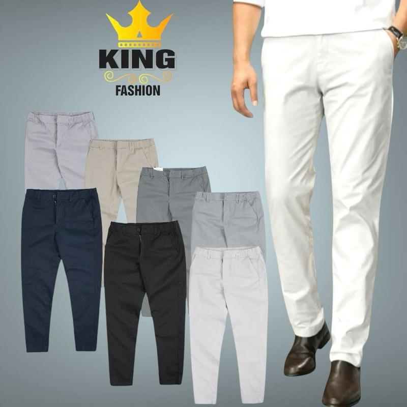 QUẦN DÀI BASIC ỐNG SUÔNG – KING FASHION  LƯNG THUN + KHÓA KÉO ĐỒNG Size 29-38 Phù Hợp Nam Từ 48-95kg Chất Liệu Kaki Mềm Mịn Thấm Hút Mồ Hôi Tốt