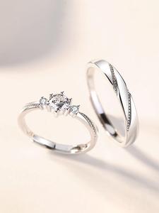 Anillo de pareja clásico y sencillo decorado con diamantes de imitación, Joyería de mano de moda para fiestas, Decoración de ropa diaria, Joyería comodín y exquisita para regalo de cumpleaños