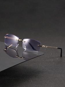 Lentes de Negocios Elegantes y Lujosos sin Marco de Metal, Gafas Rectangulares Unisex para Todas las Estaciones, Uso Diario y Laboral
