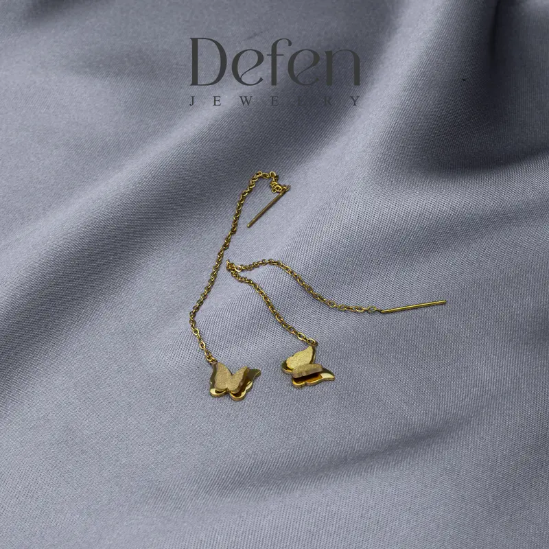 Defen Jewelry - Anting Serut Titanium Wanita Anti Karat Anting Juntai Perhiasan Cewek Model Kupu Jessy 612 2