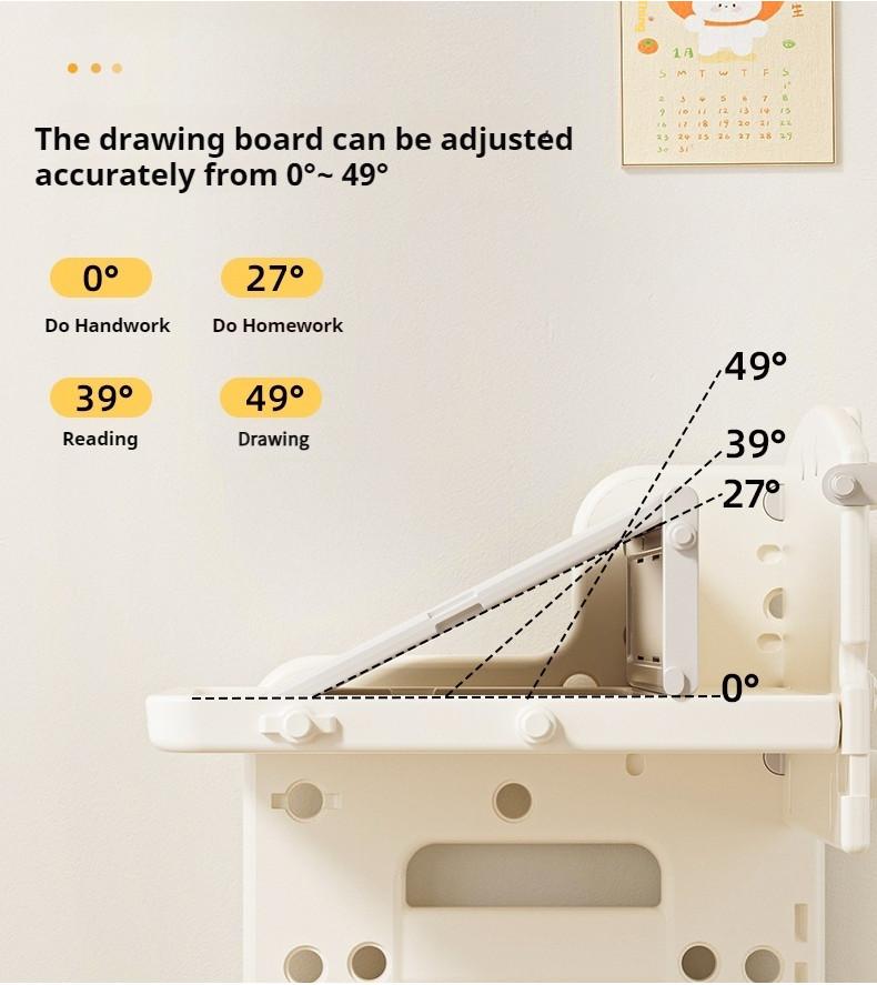 Product Introduction of 【GraceLife】4 in 1 Kids Study Table With Chair/Storage Cabinet/Free Gift（Blocks/Brushes/Eraser） 42