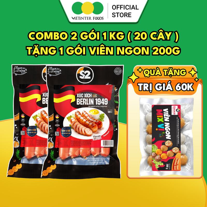   Mua 2 tặng 1  Combo 2 Gói Xúc Xích Đức Berlin 1949 Vietinter Foods  Gói 500g  