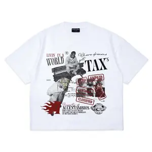 AccentAmbios Boxy Oversized T-Shirt Tax White Unisex - Cotton Combed 20s