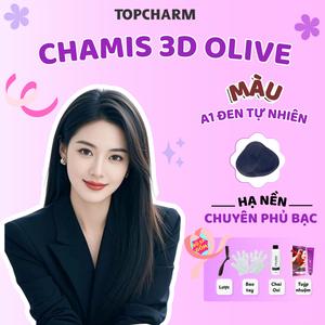Kem nhuộm tóc Chamis 3D Màu Đen Tự Nhiên A1 có thành phần siêu dưỡng từ olive 30 tone màu Lên Màu Lấp Lánh giúp tóc Mềm Mượt 200ml (Kèm trợ nhuộm, bao tay, lược).