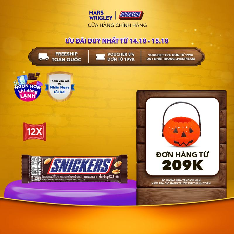 Combo 12 thanh Kẹo Sô Cô La Snickers thanh 35g